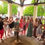Saratoga Food Tours Girls group gathering around water fountain